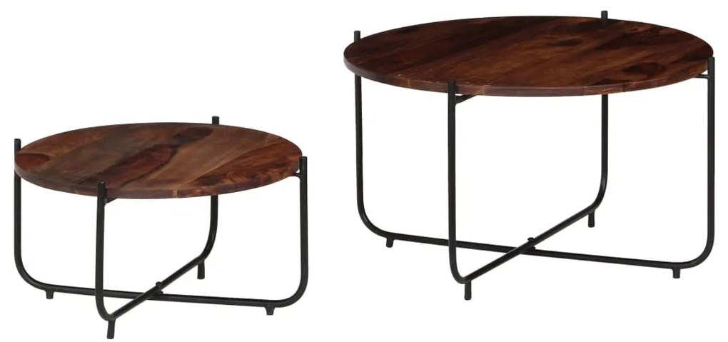 Conj. mesas de centro 2 pcs madeira de acácia maciça 60x35 cm