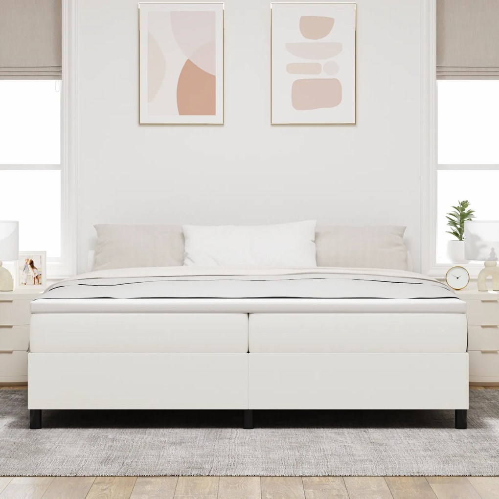 Cama Box de Primavera vidaXL Creme 200x200 cm Tecido de Corduroy