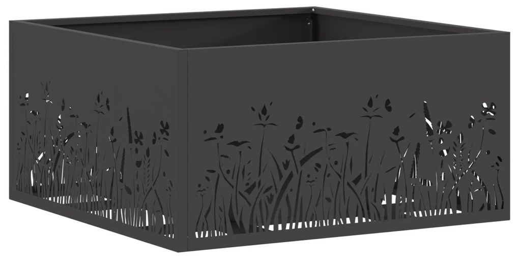 Fogueira Quadrada vidaXL Preta 60x60x30 cm Aço