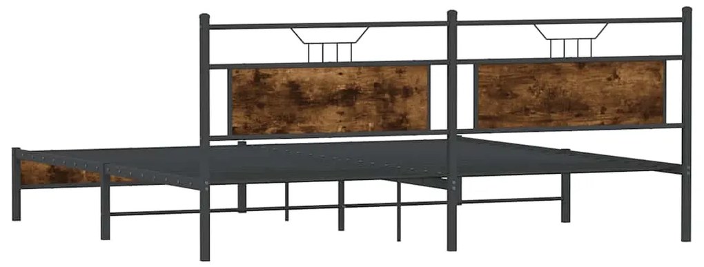 Estrutura de cama sem colchão 193x203cm metal carvalho fumado