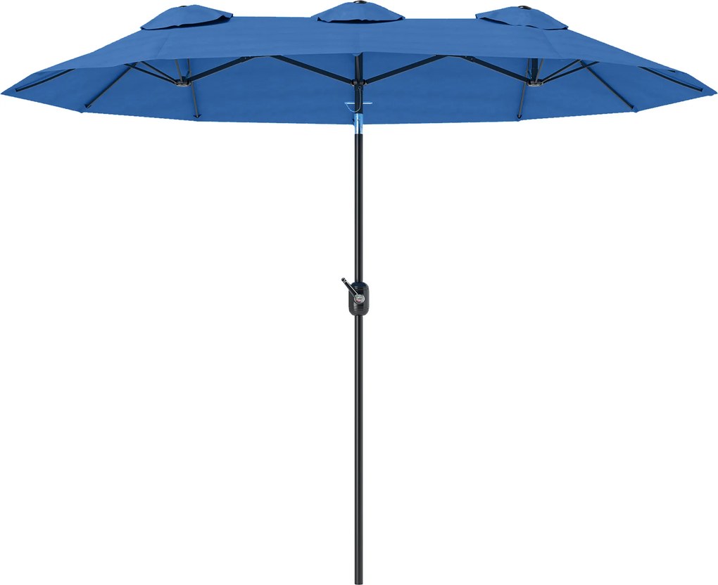 Outsunny Guarda-sol, guarda-sol de jardim, inclinável, com manivela, aba de ventilação, Poliéster+Aço, Azul-marinho, 295 x 152 cm | Aosom Portugal