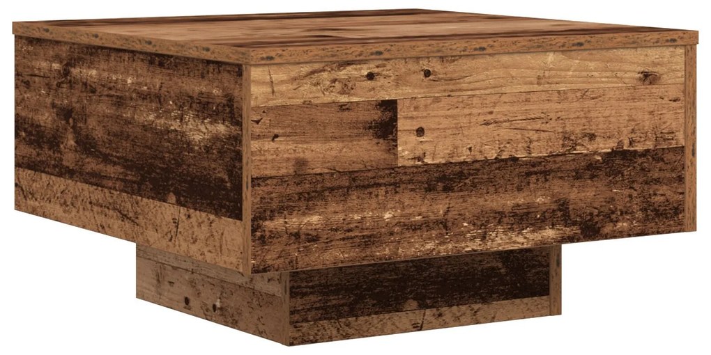 Mesa de centro vidaXL com luzes LED em madeira velha 55x55x31 cm