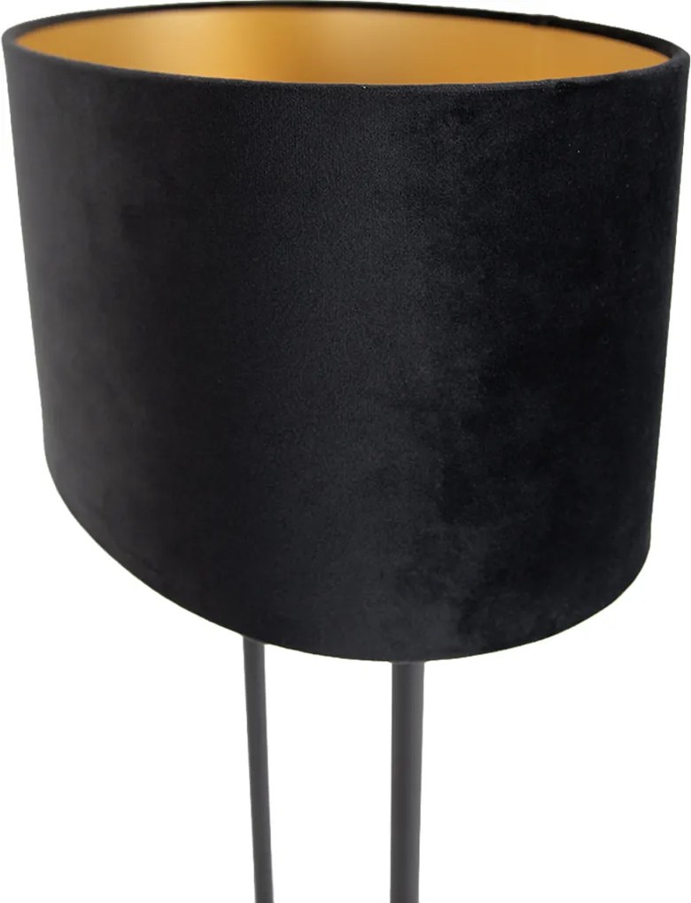 Candeeiro de mesa preto com abajur oval preto 35cm - Thijmen