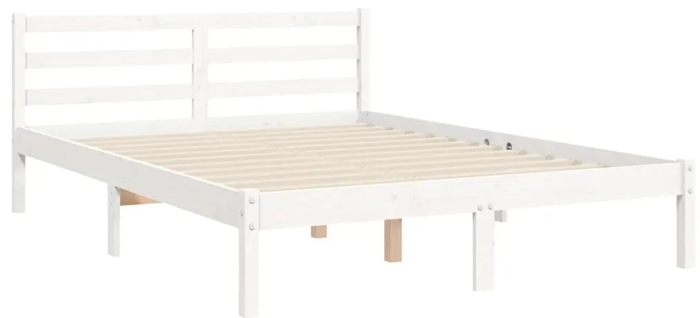 Estrutura de cama com cabeceira 140x200cm madeira maciça branco