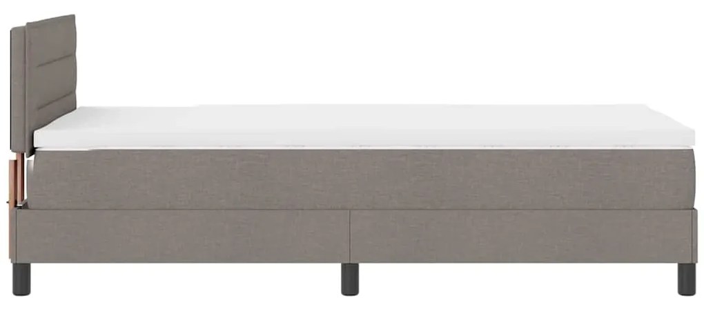 Cama Box com Colchão e LED Taupe 80x200 cm Tecido