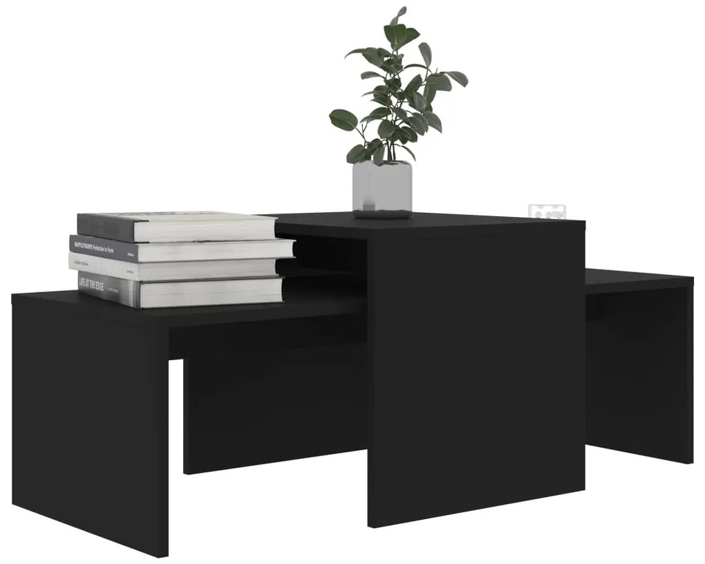 Conjunto mesas de centro 100x48x40 cm derivados madeira preto