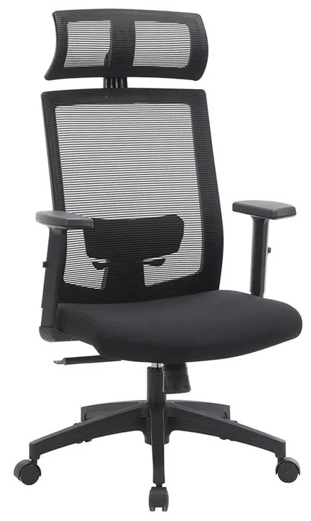 Cadeira de escritório SONGMICS, cadeira de mesa de malha, cadeira ergonômica para computador, cadeira giratória 360°, suporte lombar ajustável, encosto de cabeça e apoios de braços, ângulo de inclinação travável de até 120°, preta OBN55BK