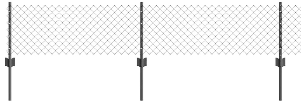 Cerca de Cadeia com 22 Postes em U Cinza 0,4x25 m Aço