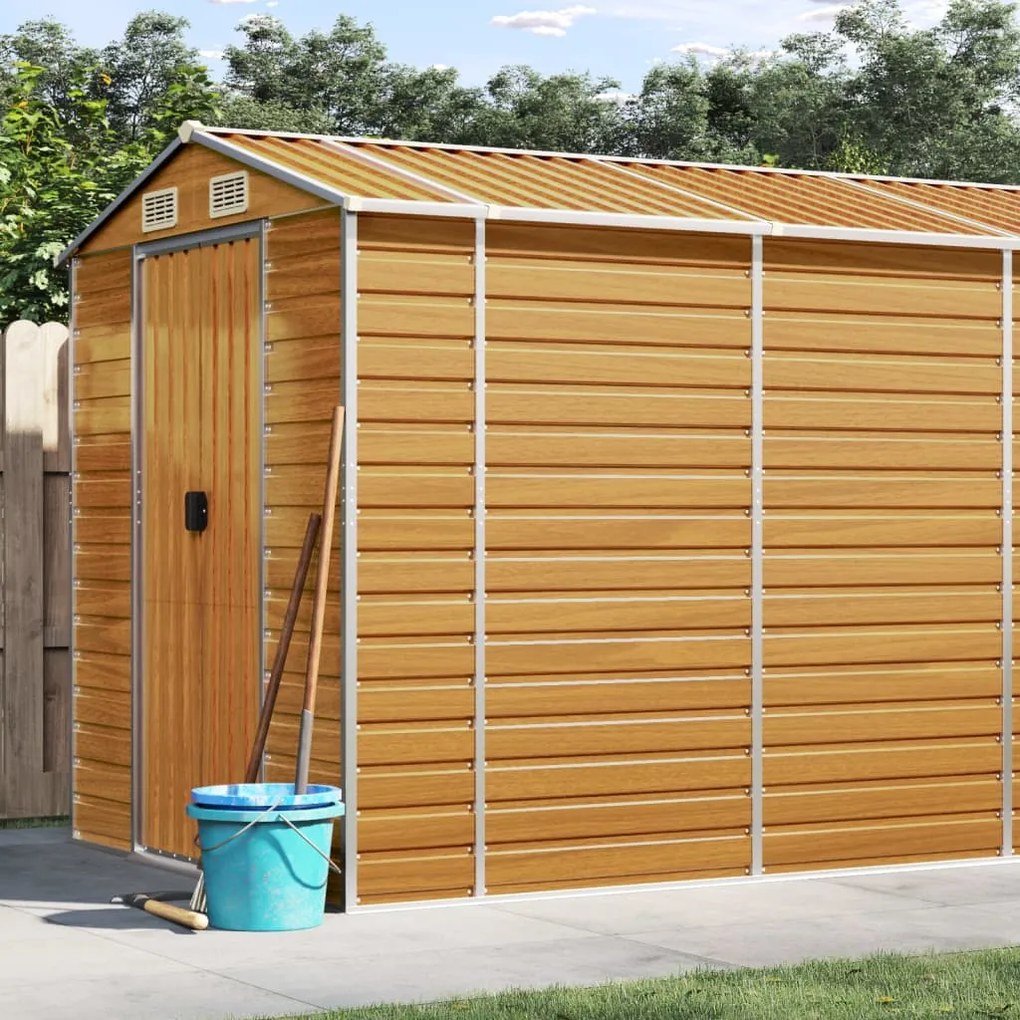 vidaXL Abrigo de jardim 191x470x198 cm aço galvanizado castanho-claro