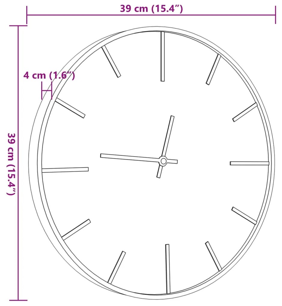 Relógio de parede Ø39 cm ferro e derivados de madeira castanho
