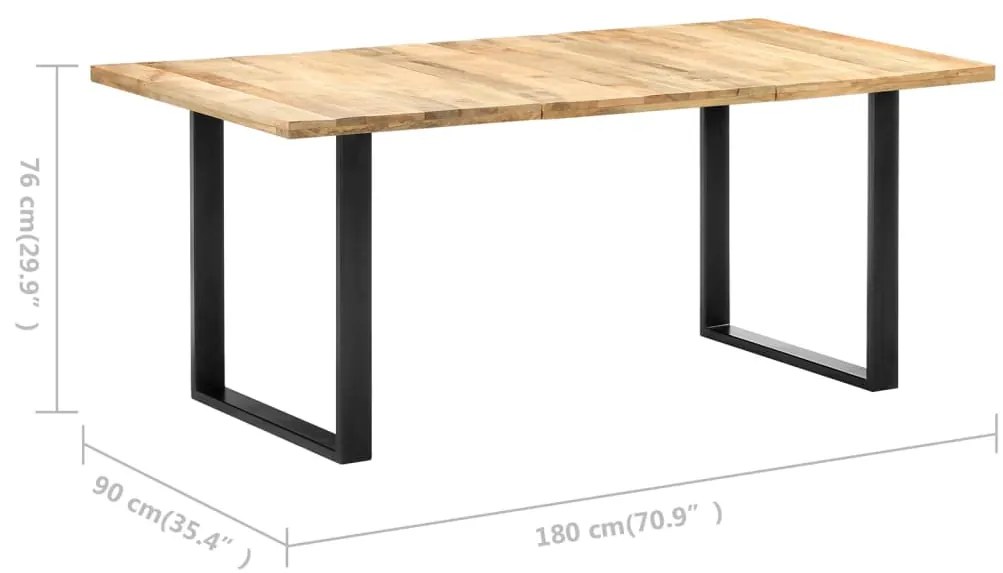 Mesa de jantar 180x90x76 cm madeira de mangueira maciça