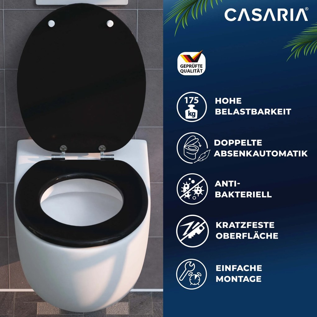 Assento sanitário com descida automática 45,7 x 38 cm Preto