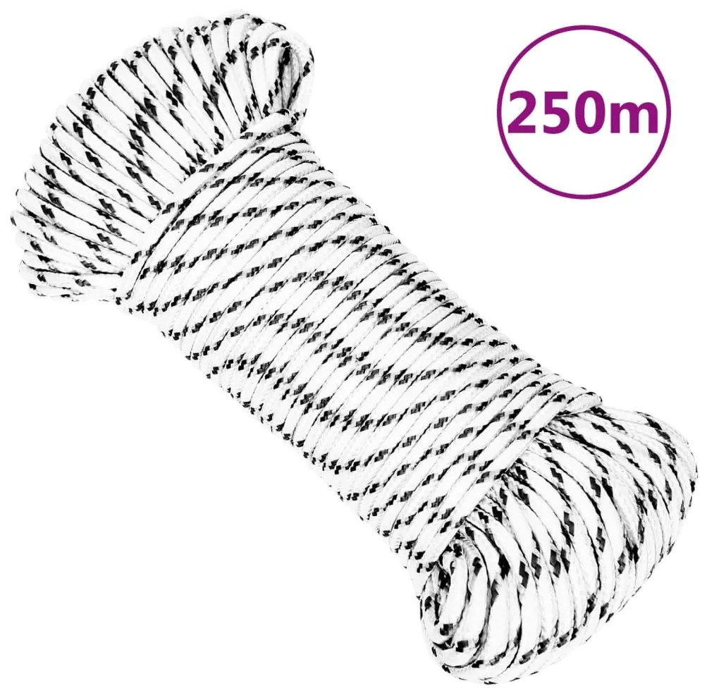 Corda entrançada para barco 5 mm x 250 m poliéster branco