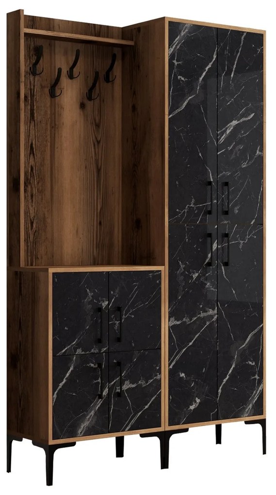 Hall Stand Berlin BA – Walnut Preto – 120x200x35 cm