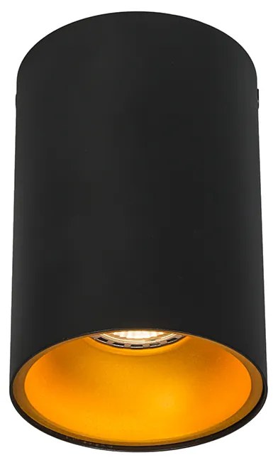 Foco moderno preto com dourado GU10 50mm - Deep Design,Moderno