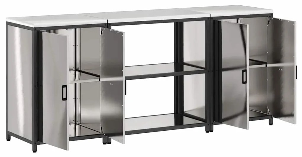 Conjunto de Armazenamento de Cozinha com prateleira 3 pcs Prata