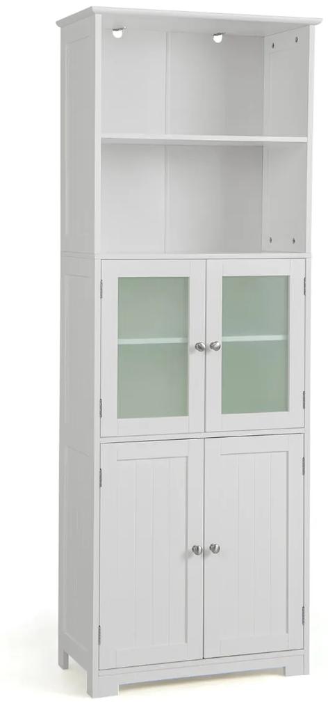 Móvel de Casa de Banho ou cozinha com 2 portas de gaveta, portas reguláveis, armário independente para sala, quarto, cozinha, 60 x 30 x 163 cm Branco