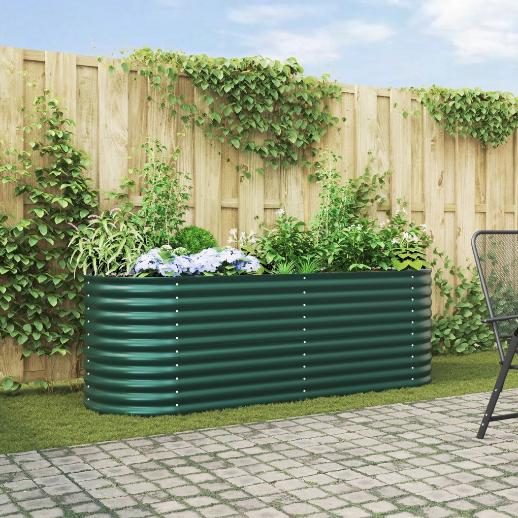 Canteiro Elevado vidaXL Verde 240x80x81 cm Aço Galvanizado