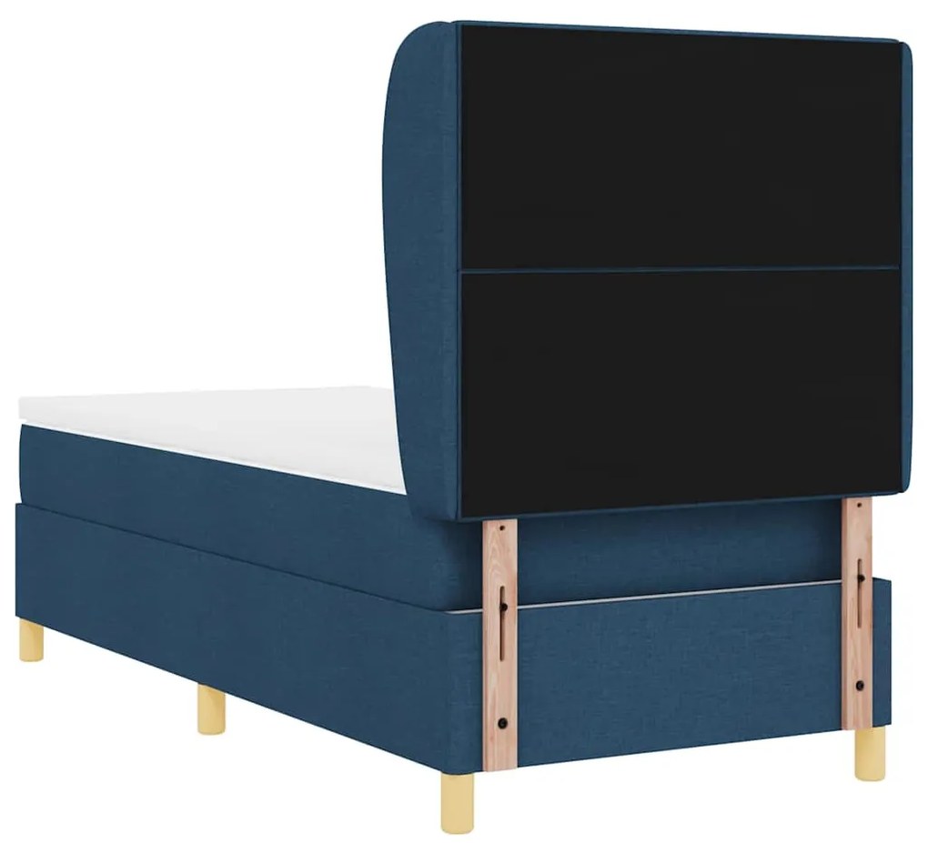 Cama Box Spring vidaXL com Colchão Azul 100x200 cm Tecido