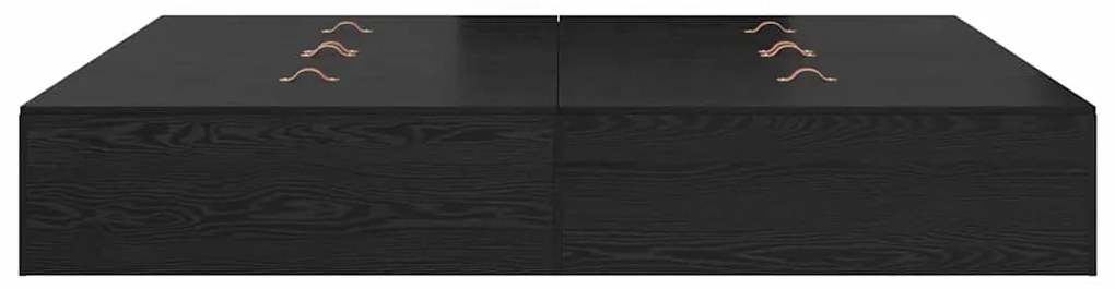 Cama com armazenamento preto e carvalho 180x200 cm
