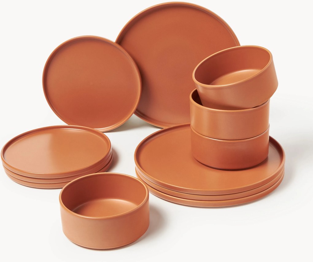 Conjunto de loiça artesanal Lowri, 4 pessoas, conjunto de 12