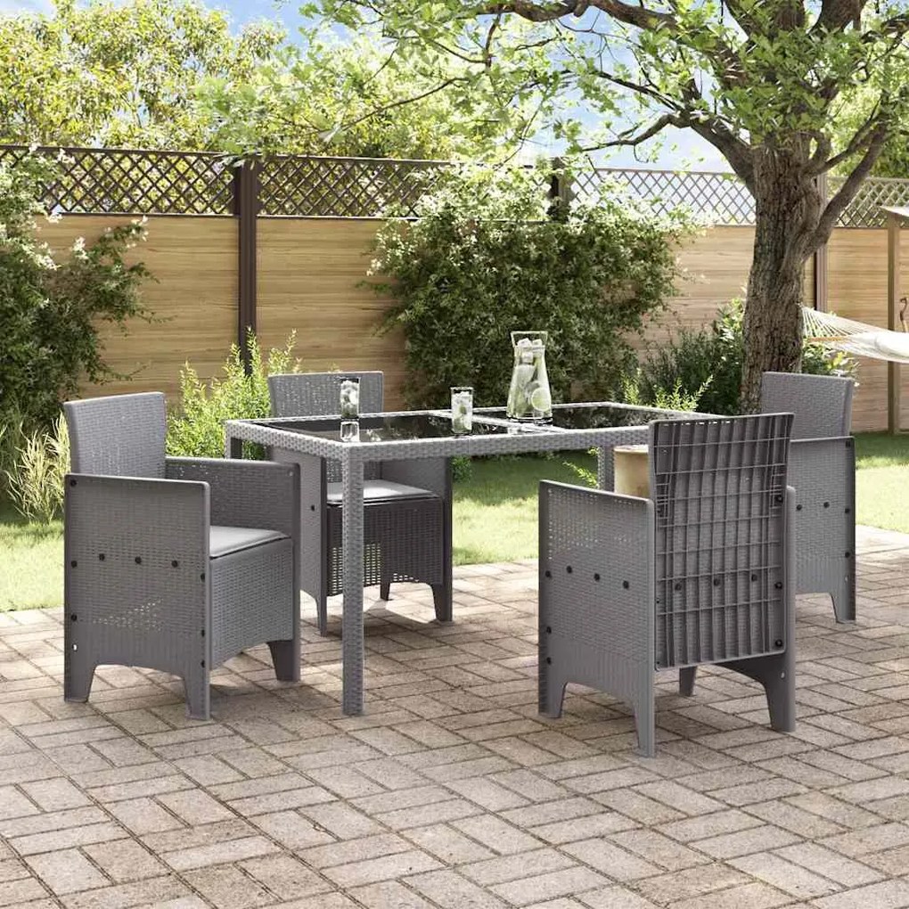 Cadeiras de Jardim com Almofadas 4 pcs Cinzento-claro
