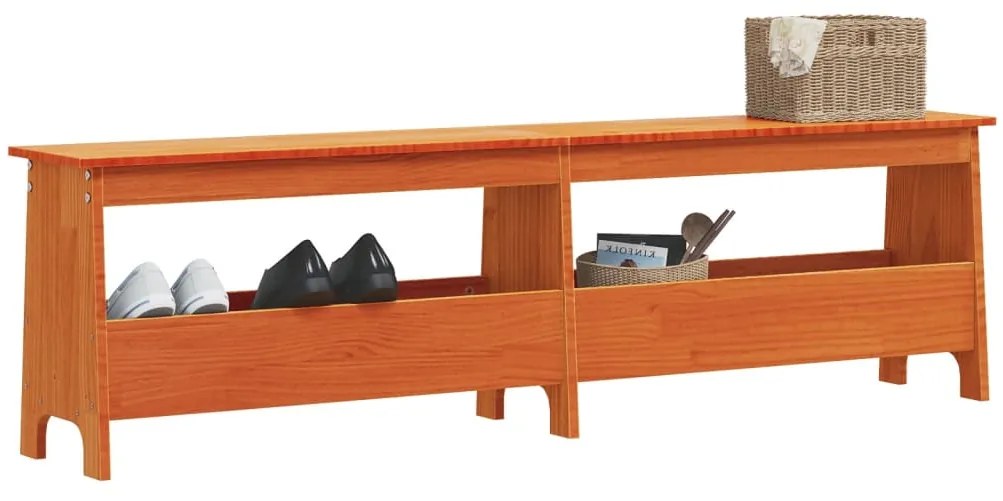 vidaXL Banco de corredor 160x28x45 cm pinho maciço castanho cera