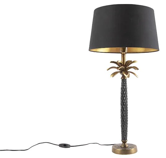 Candeeiro de mesa Art Deco bronze com abajur preto 35 cm - Areka Art Deco