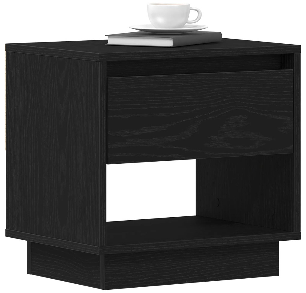 Cômoda de Cabeceira vidaXL Preto Carvalho 45x34x48 cm Madeira de Engen