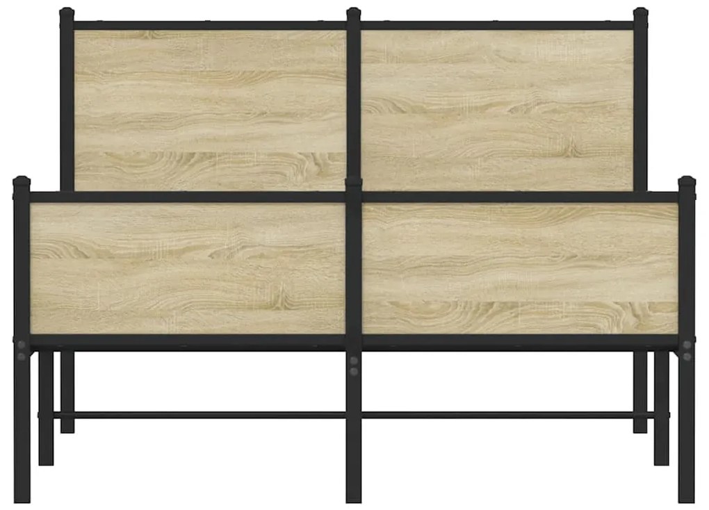 Estrutura de cama sem colchão 120x190 cm metal carvalho sonoma