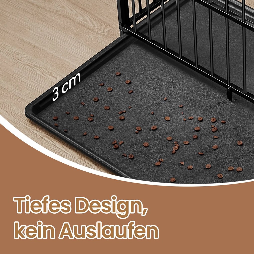 Gaiola para cães 122 x 75 x 80 cm com bandeja removível preto