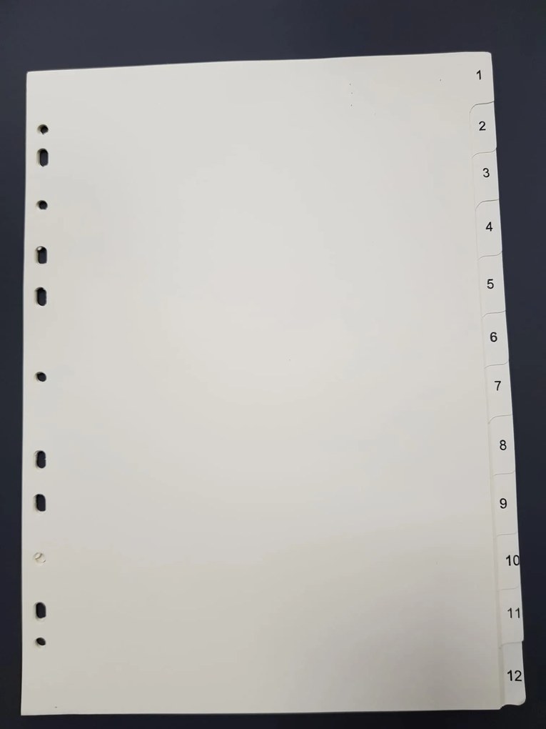 Índice Separador Cartolina Numérico 1 a 12 Classic Marble A4 – Ancor