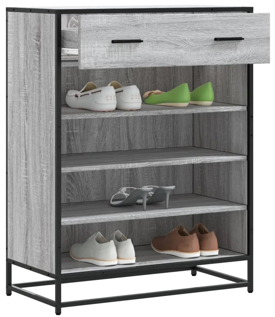 Sapateira 75x38x97,5 cm deriv. de madeira/metal cinzento sonoma