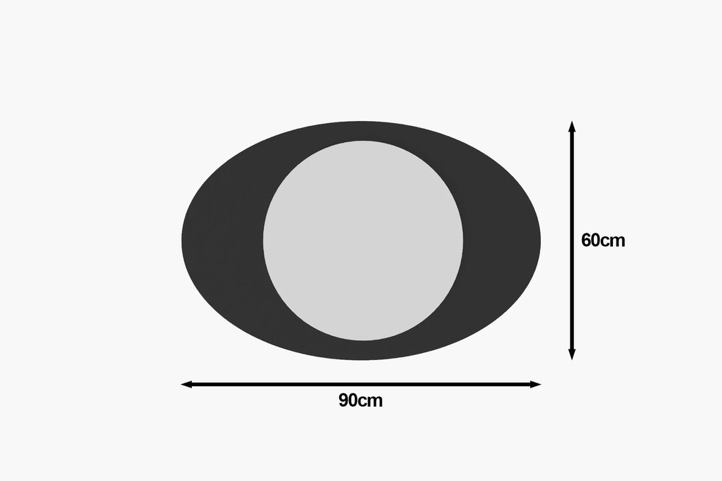 Espelho "Obble" - 60 x 90 x 2,2 cm - Preto - Design Moderno