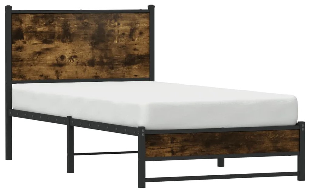 Estrutura de cama sem colchão 90x190 cm metal carvalho fumado