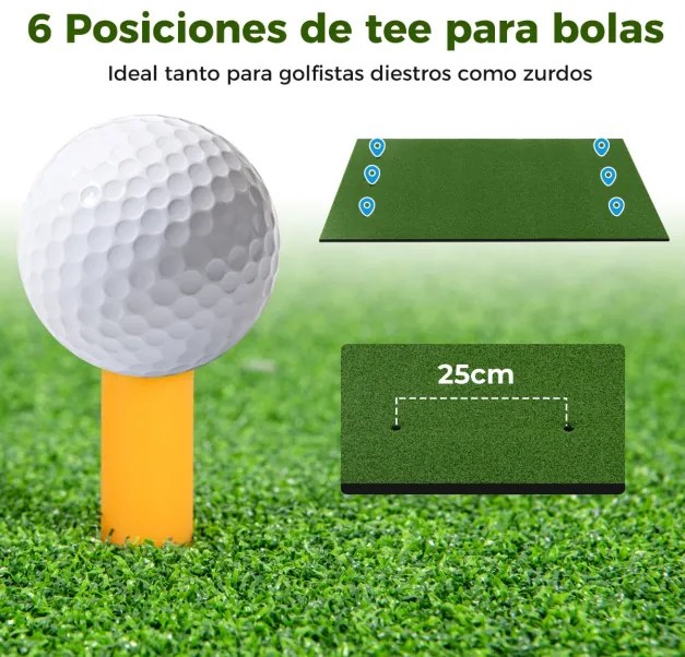 Tapete de relva de golfe sintético 3 em 1, 2 bastões de alinhamento e 6 peças de golfe para uso interno e externo 152 x 92 cm verde