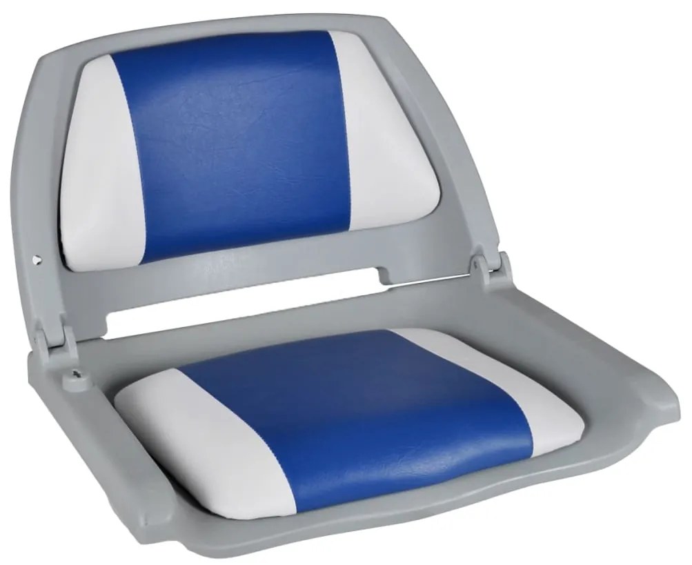 Assentos barco 2 pcs encosto dobrável azul/branco 41x51x48 cm