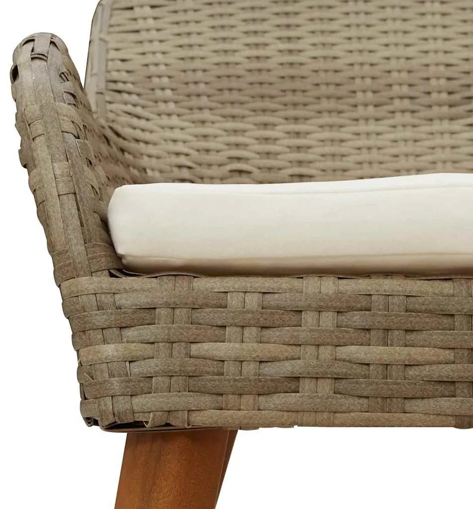 Conjunto de Jantar de Jardim 5 Peças em Vime Bege