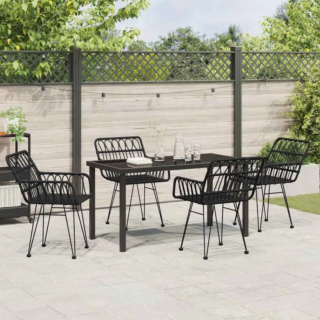 Conjunto de Jantar de Jardim 5 Peças em Rattan Poli Preto