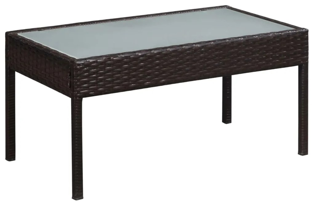 5 pcs conjunto lounge jardim c/ almofadões vime PE castanho