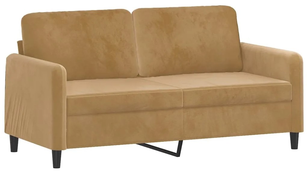 2 pcs conjunto de sofás com almofadas veludo castanho