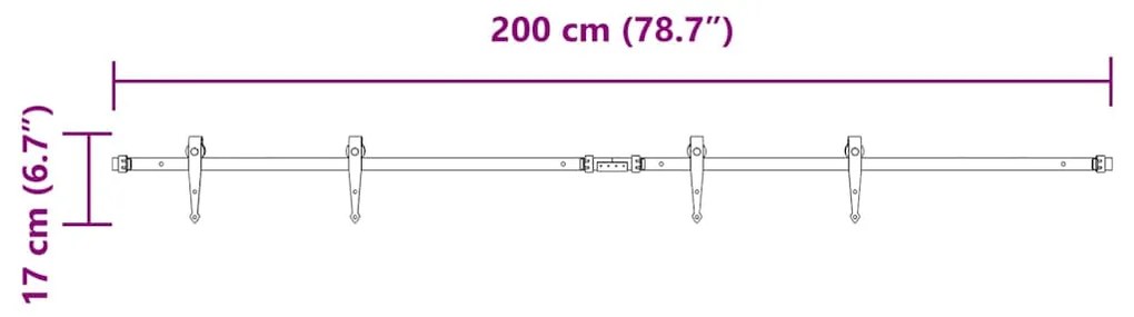 Kit para armário deslizante aço carbono 200 cm