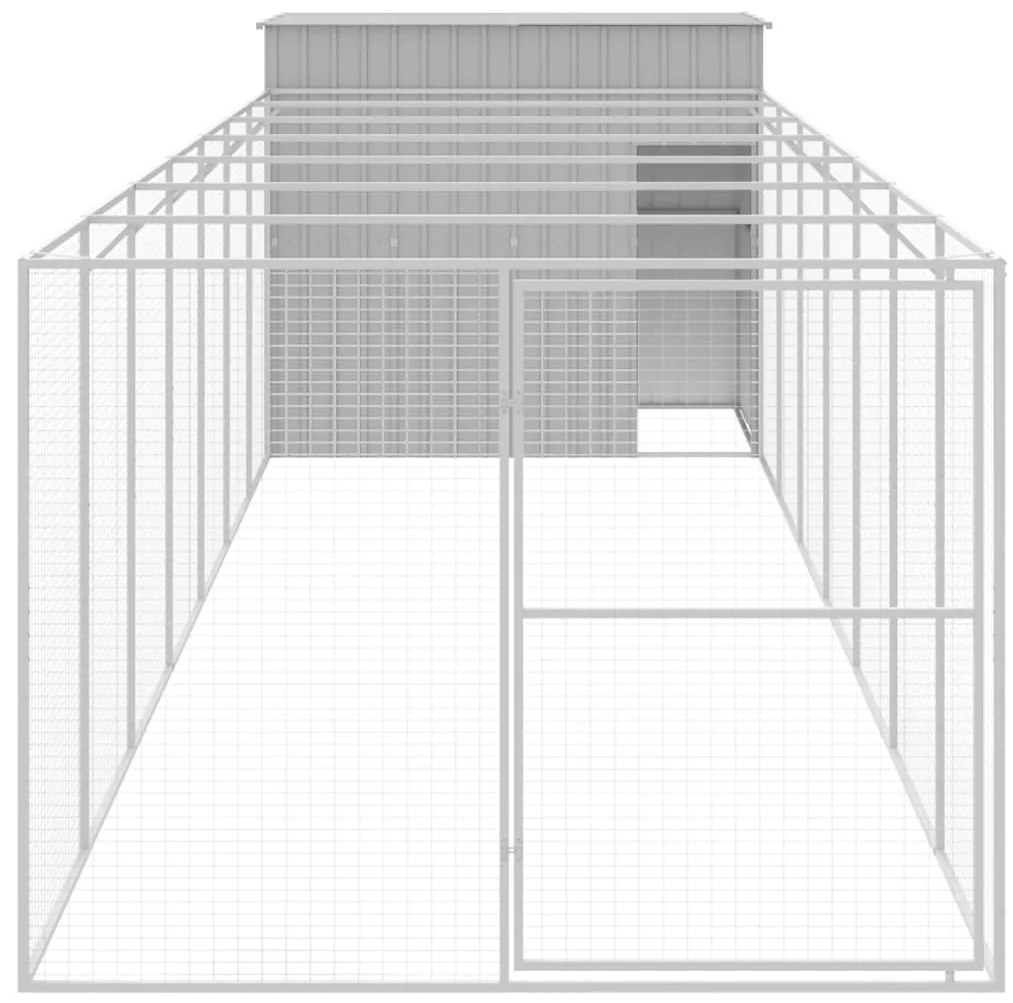 Casota cães c/ parque 214x865x181 cm aço galvaniz. cinza-claro