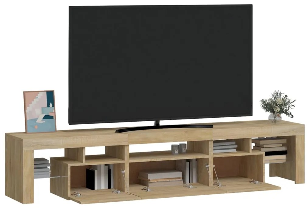 Móvel de TV com luzes LED 200x36,5x40 cm carvalho sonoma