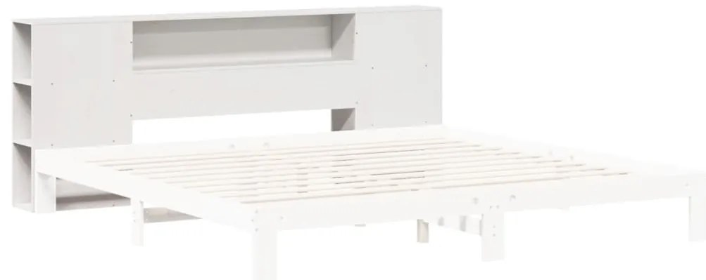 Cabeceira com arrumação 200 cm madeira de pinho maciça branco