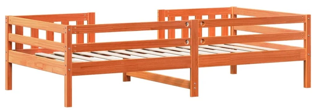 Estrutura de cama 90x200 cm madeira pinho maciça castanho cera