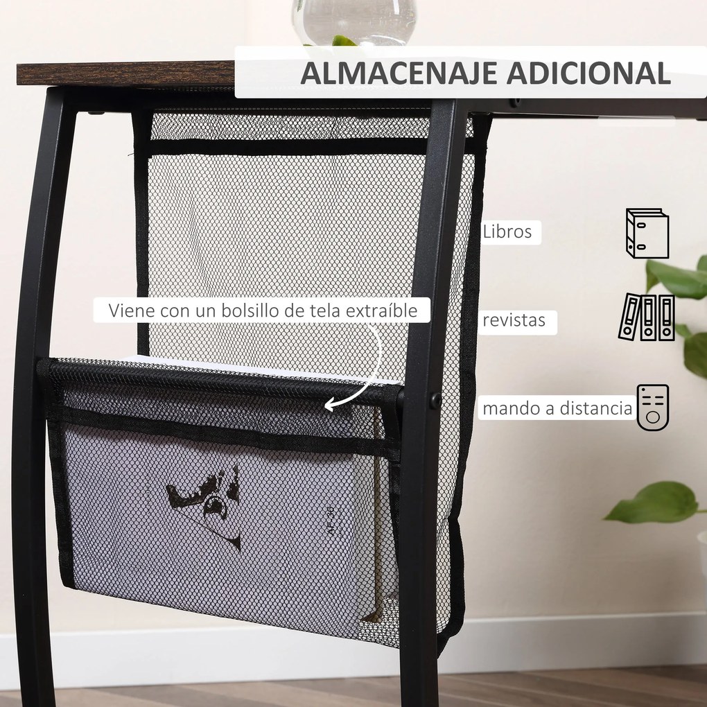 HOMCOM Mesa Auxiliar para Sofá e Cama em Forma de C com Bolso de Armaz