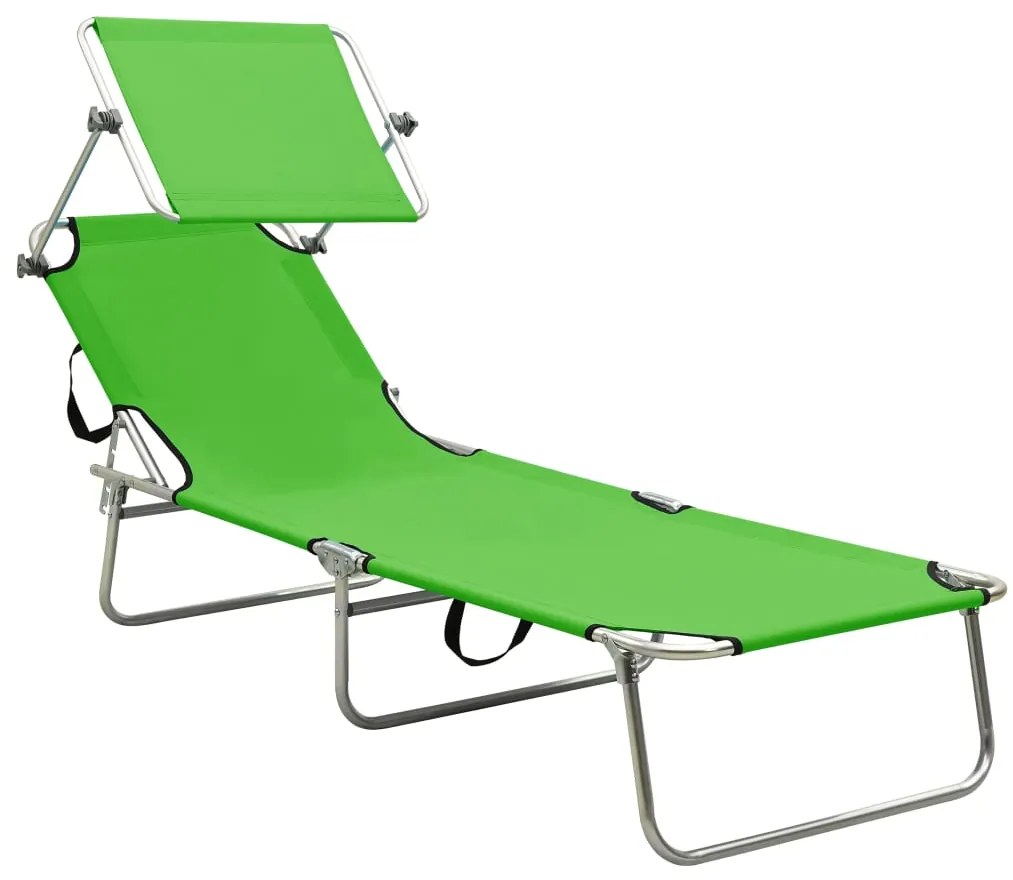 Espreguiçadeira com toldo aço verde-maçã