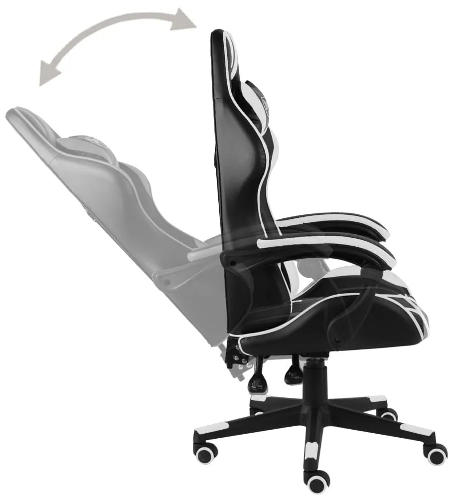 Cadeira estilo corrida couro artificial preto e branco