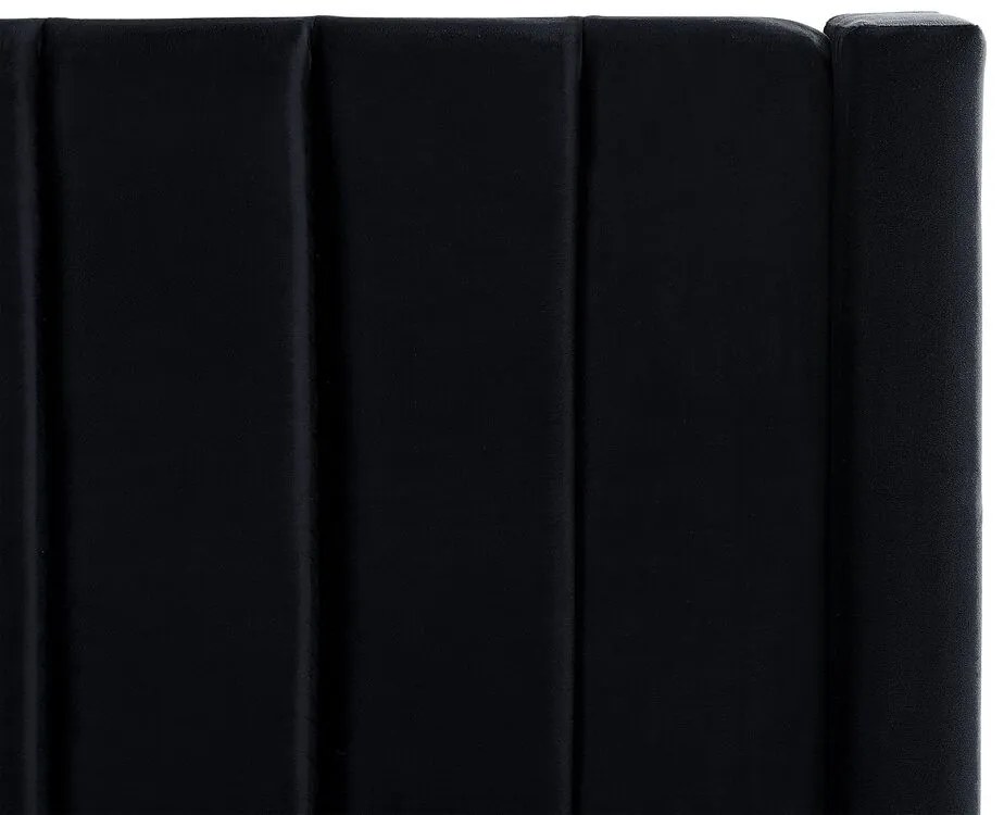 Cama de casal com arrumação em veludo preto 160 x 200 cm NOYERS Beliani